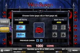 Fonctionnalité Wild Blood Gamble