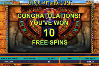 Machine à Sous Mobile Crown of Egypt Free Spins Win
