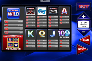 Tableau des Gains de la Machine à Sous Mobile Sky Sports