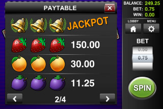 Tableau des gains de la Machine à Sous Classique Bell of Fortune