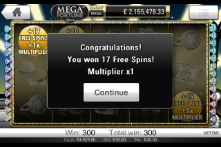 Tours Gratuits sur la Machine à Sous Mobile Mega Fortune Touch