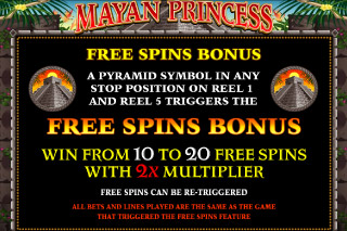 Bonus de Tours Gratuits sur la Machine à Sous Mobile Mayan Princess