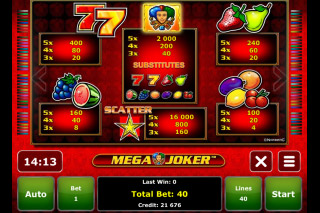 Tableau des Gains de la Machine à Sous Mobile Mega Joker