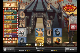 Gain de la Machine à Sous Golden Ticket