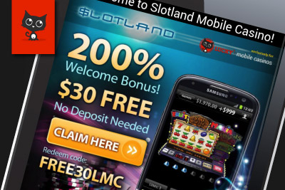 Obtenez 30 €Gratuits + 200% de Bonus Exclusif au Casino Mobile Slotland sur les Casinos Mobiles Chanceux