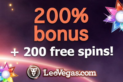 Obtenez 200% de Bonus + 200 Tours Gratuits! au Casino Mobile Leo Vegas