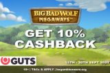 Obtenez 10% de Cashback sur GUTS Casino